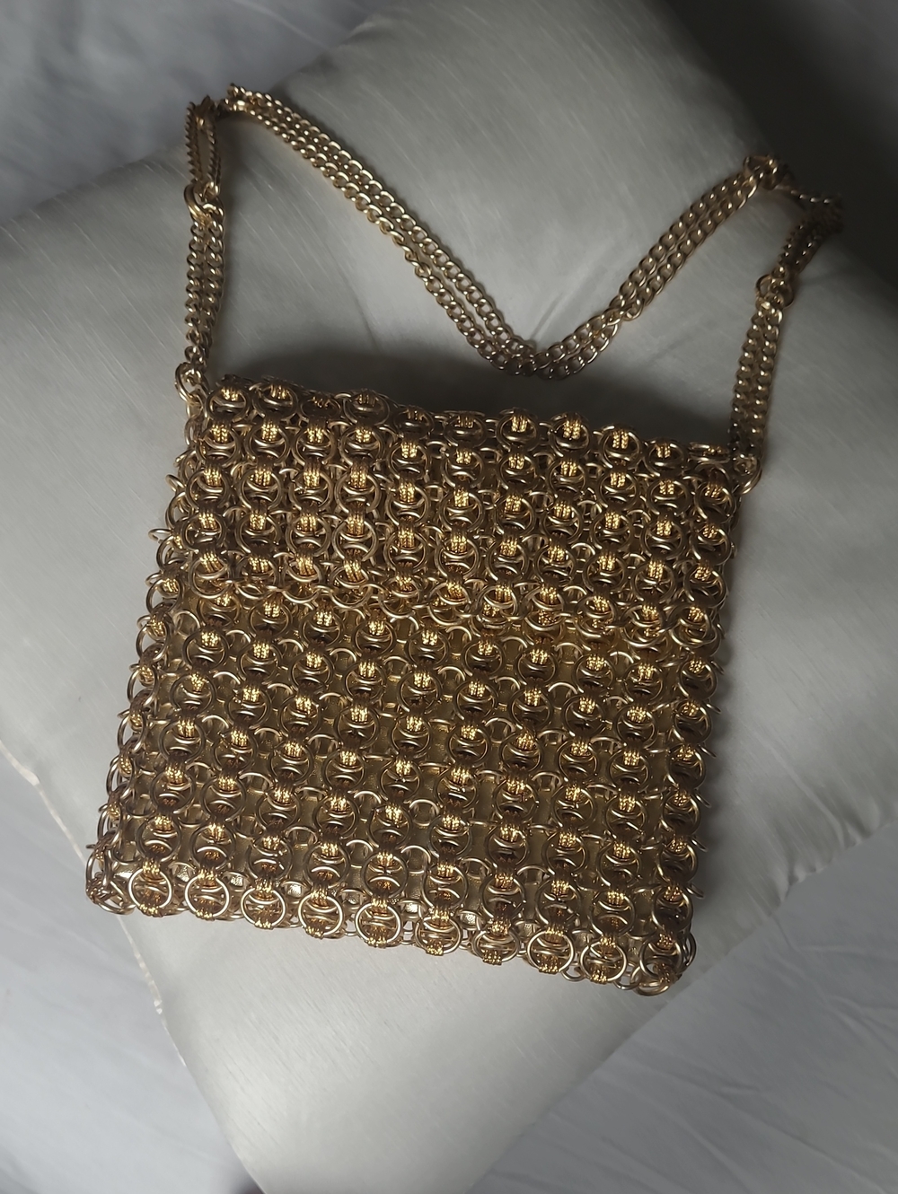 Gold Chainmail Crossbody Bag - Stylish Evening Bag